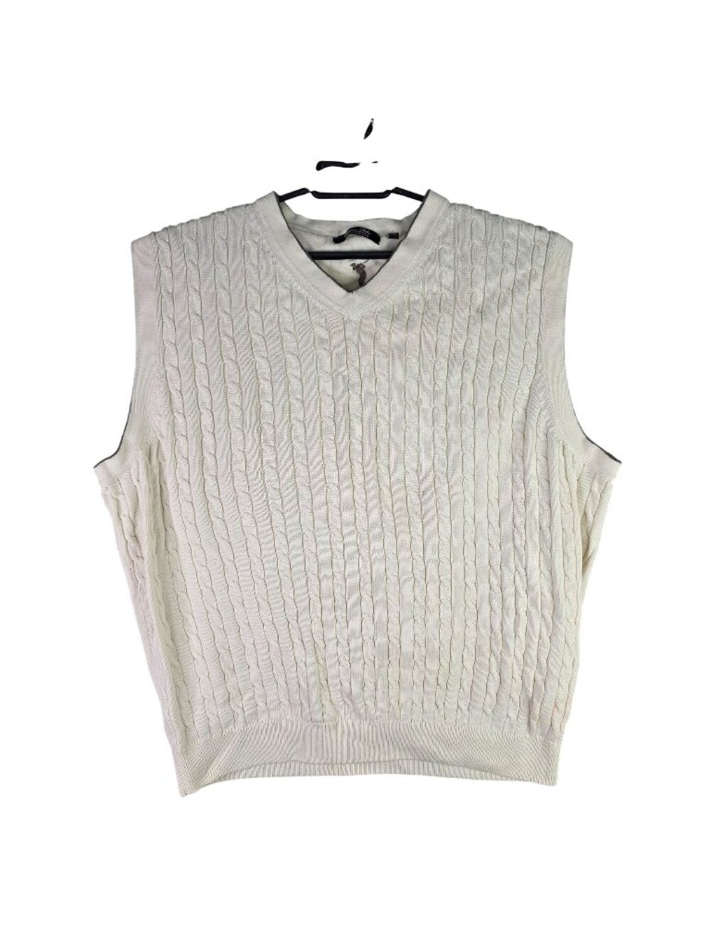 Mens Cypress Links White Golf Cable Knit Sweater Vest Cotton V-Neck Size 2XB